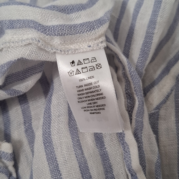 JONES CO NY Shirt XL 100% Linen Button Up Striped Lagenlook Coastal Grandma - Picture 10 of 10